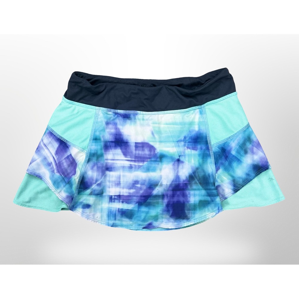 Athleta Girl Skort Size L 12 Blue Purple Tie Dye Mesh Athletic Tennis Skirt